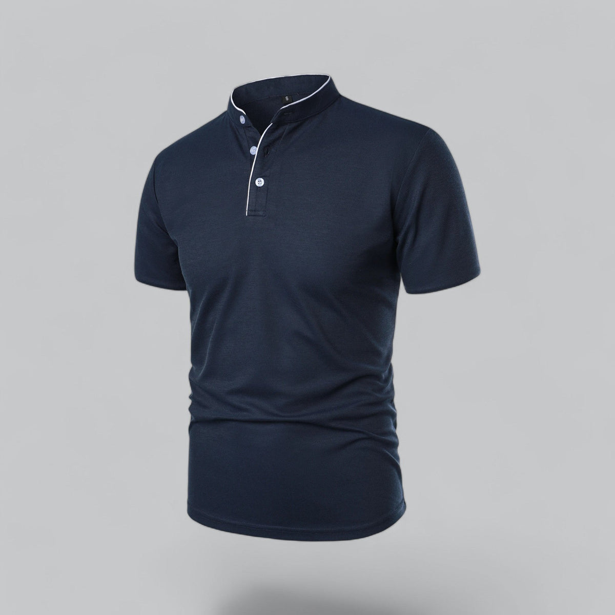 Lachlan | Cotton Mandarin Collar Three Button Polo Shirt