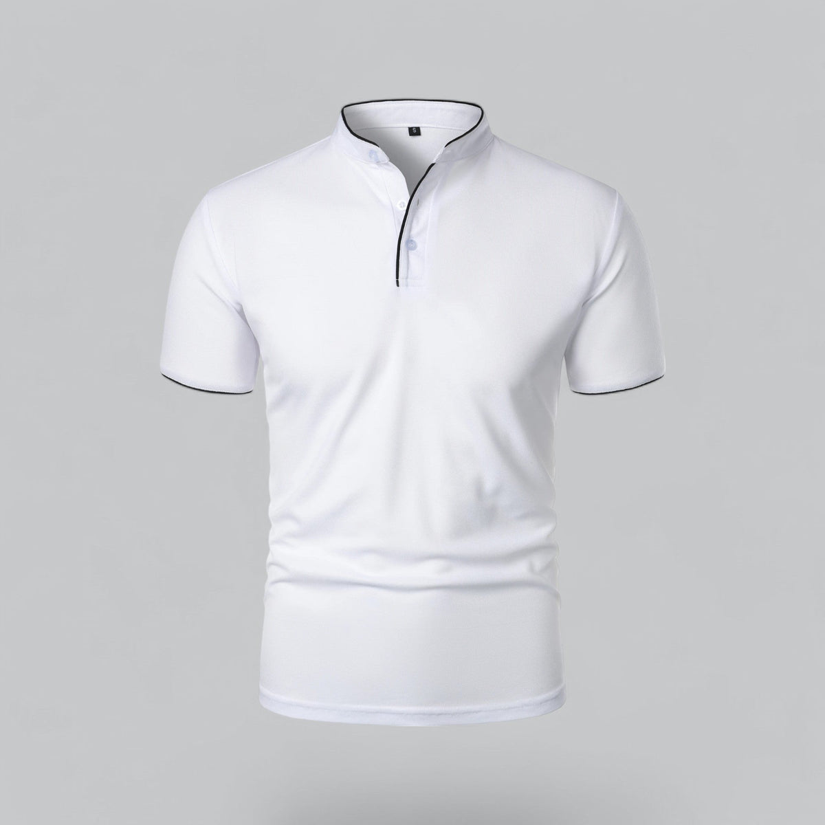 Lachlan | Cotton Mandarin Collar Three Button Polo Shirt