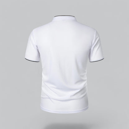 Lachlan | Cotton Mandarin Collar Three Button Polo Shirt