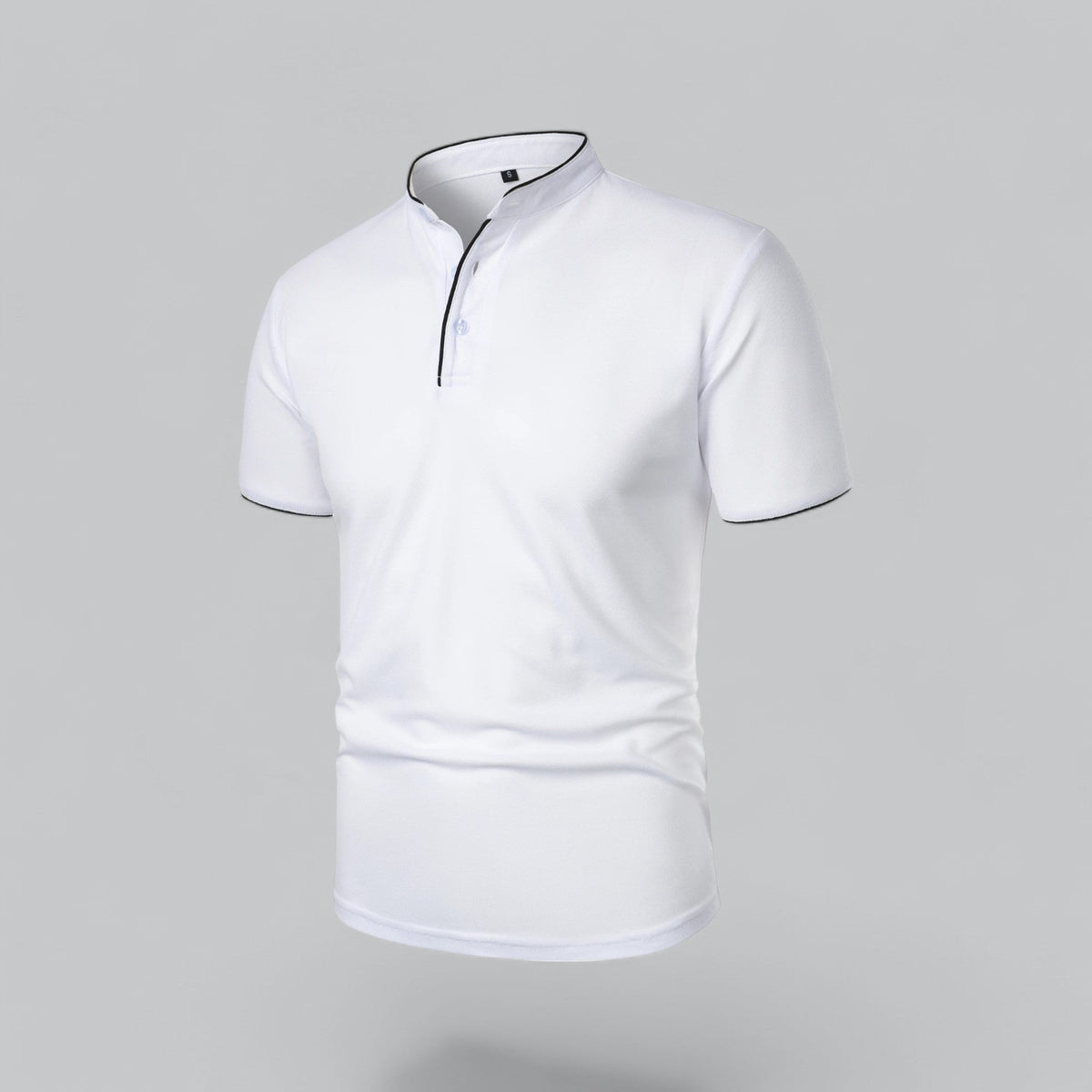 Lachlan | Cotton Mandarin Collar Three Button Polo Shirt