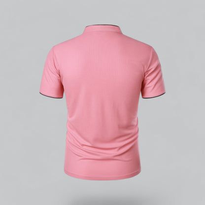 Lachlan | Cotton Mandarin Collar Three Button Polo Shirt