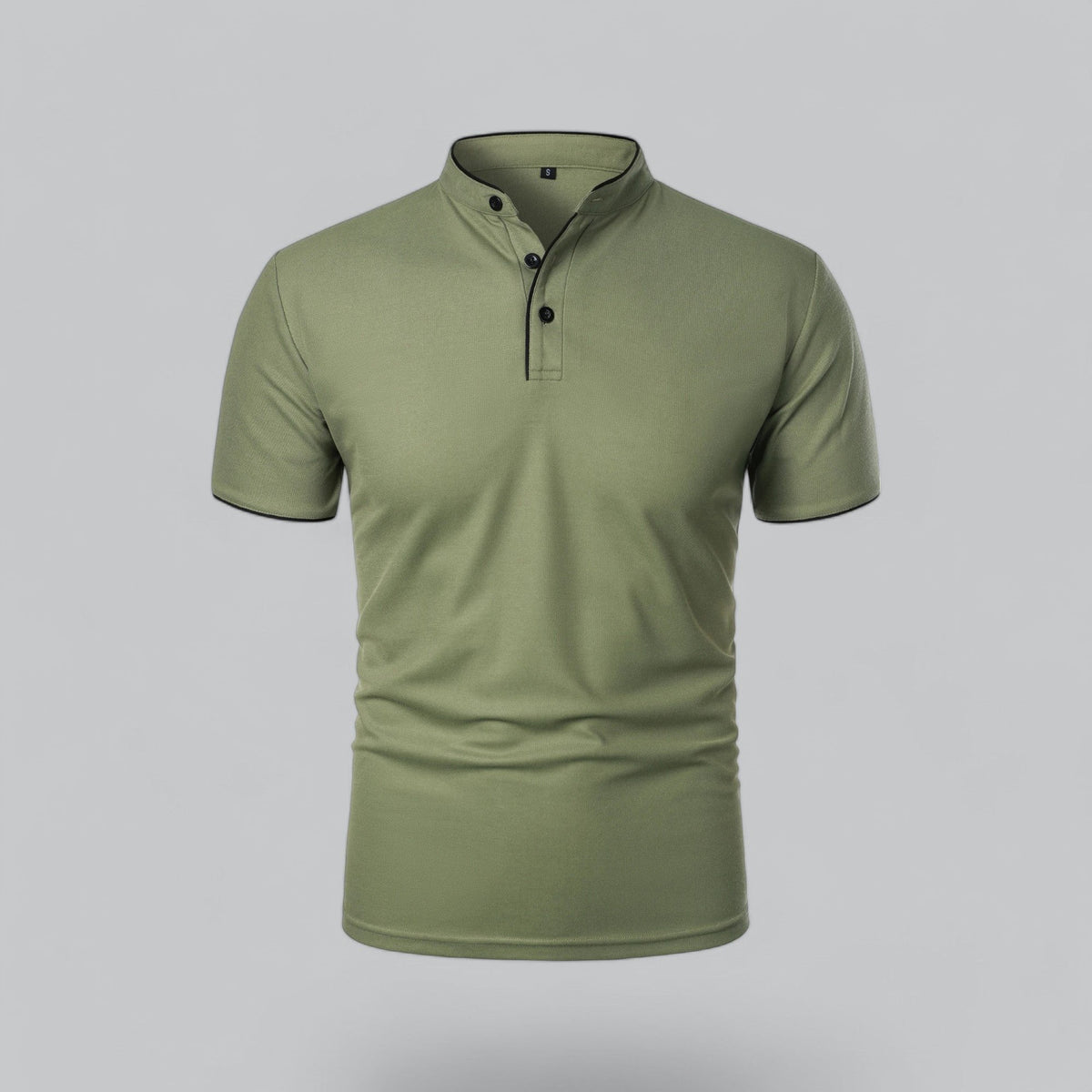 Lachlan | Cotton Mandarin Collar Three Button Polo Shirt
