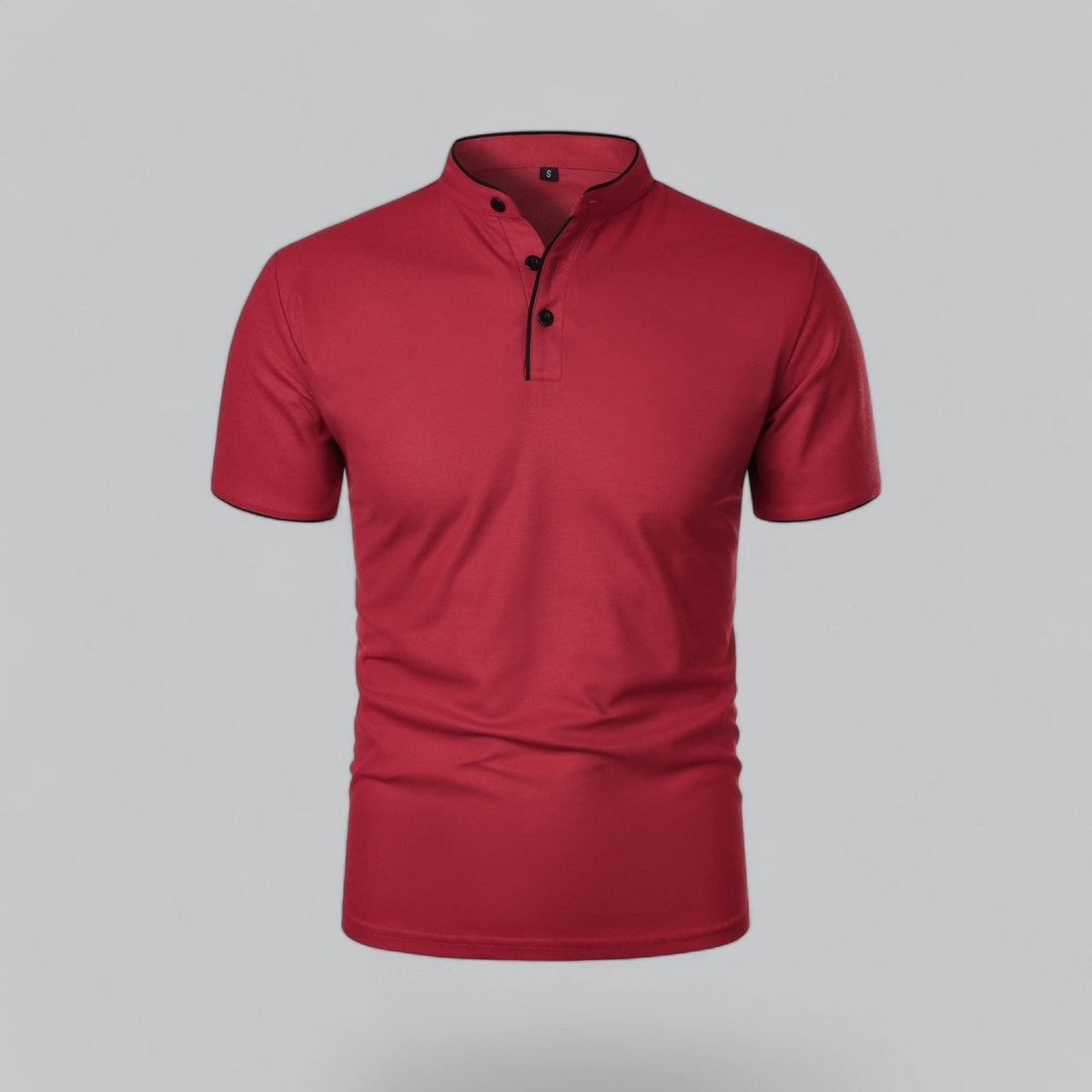 Lachlan | Cotton Mandarin Collar Three Button Polo Shirt