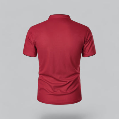 Lachlan | Cotton Mandarin Collar Three Button Polo Shirt