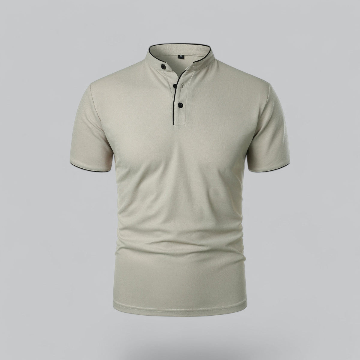 Lachlan | Cotton Mandarin Collar Three Button Polo Shirt