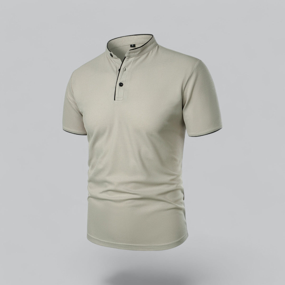 Lachlan | Cotton Mandarin Collar Three Button Polo Shirt