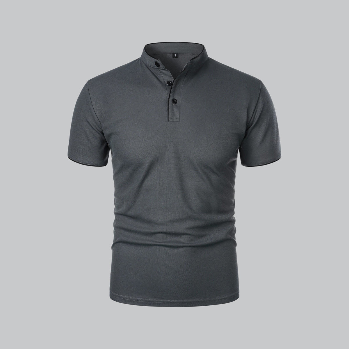 Lachlan | Cotton Mandarin Collar Three Button Polo Shirt