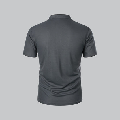 Lachlan | Cotton Mandarin Collar Three Button Polo Shirt