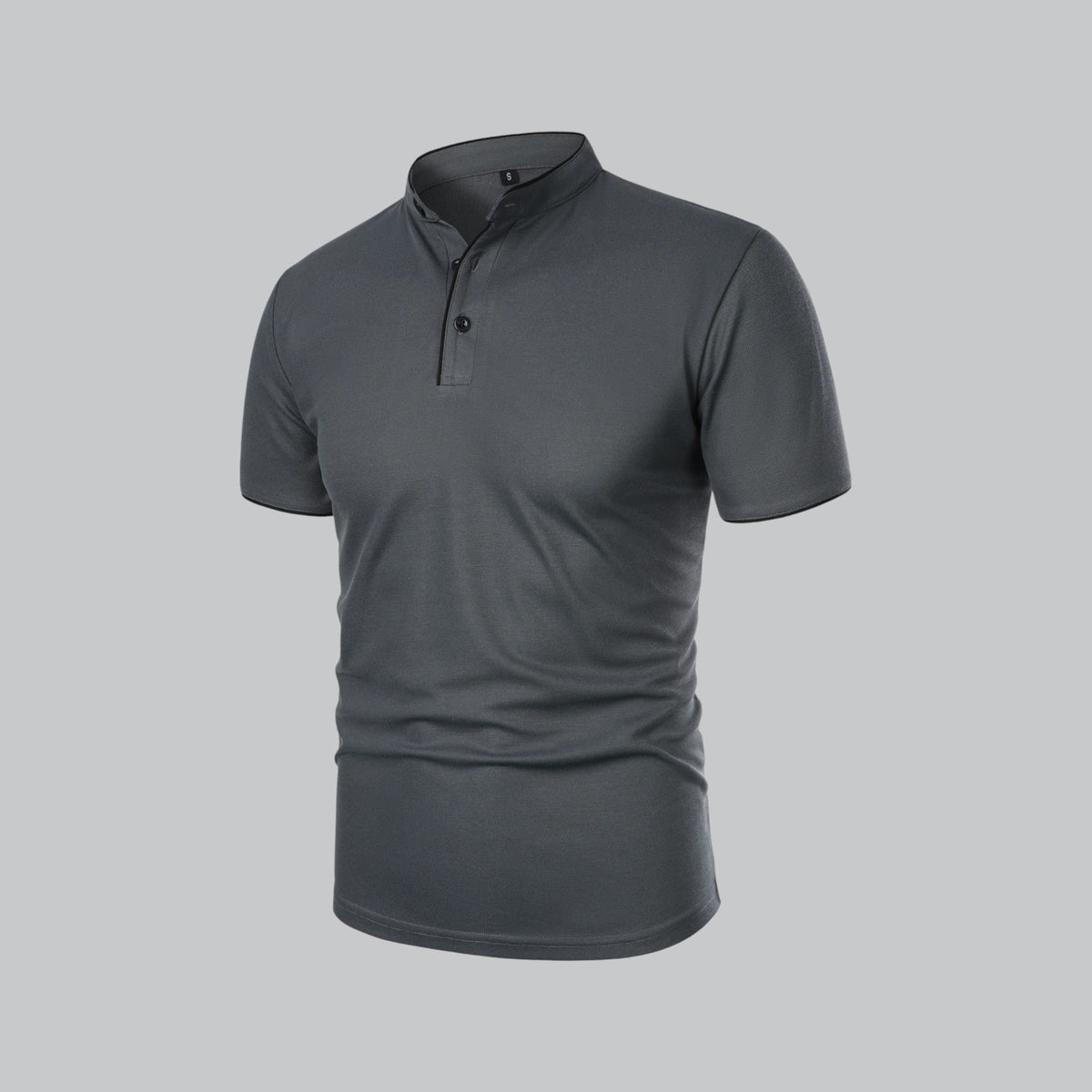 Lachlan | Cotton Mandarin Collar Three Button Polo Shirt