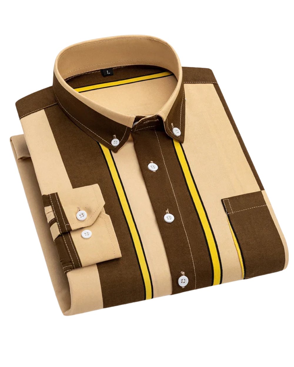 Theo | Striped Long Sleeve Cotton Button Up Shirt