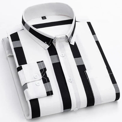 Theo | Striped Long Sleeve Cotton Button Up Shirt