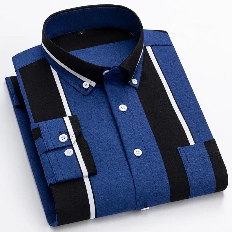 Theo | Striped Long Sleeve Cotton Button Up Shirt