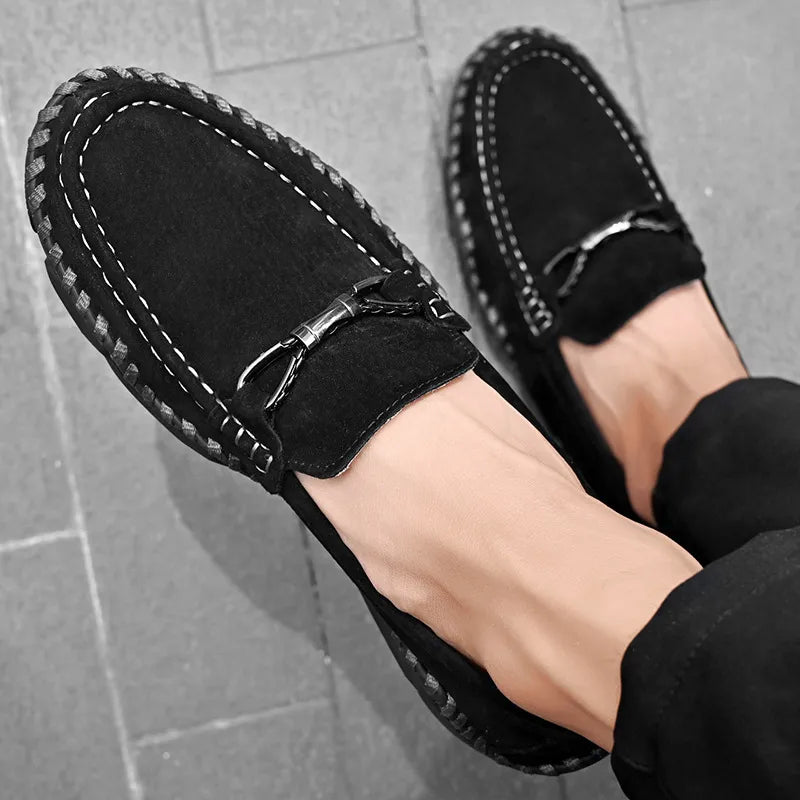 Dane | Suede Buckle Stitch Detail Driving Loafers