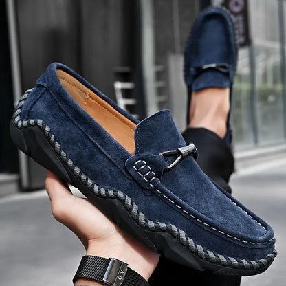 Dane | Suede Buckle Stitch Detail Driving Loafers