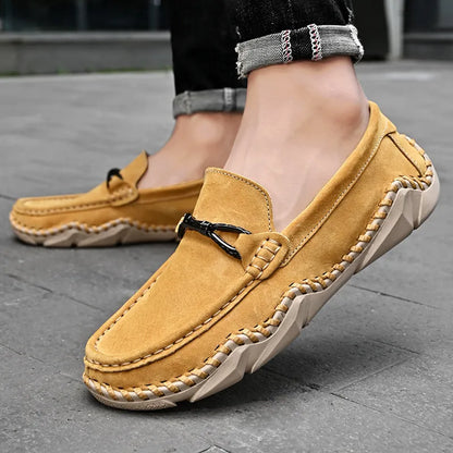Dane | Suede Buckle Stitch Detail Driving Loafers