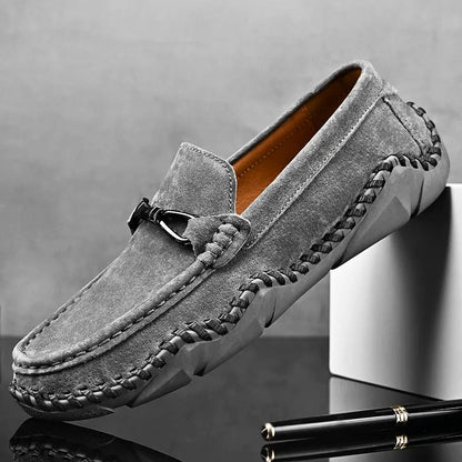 Dane | Suede Buckle Stitch Detail Driving Loafers