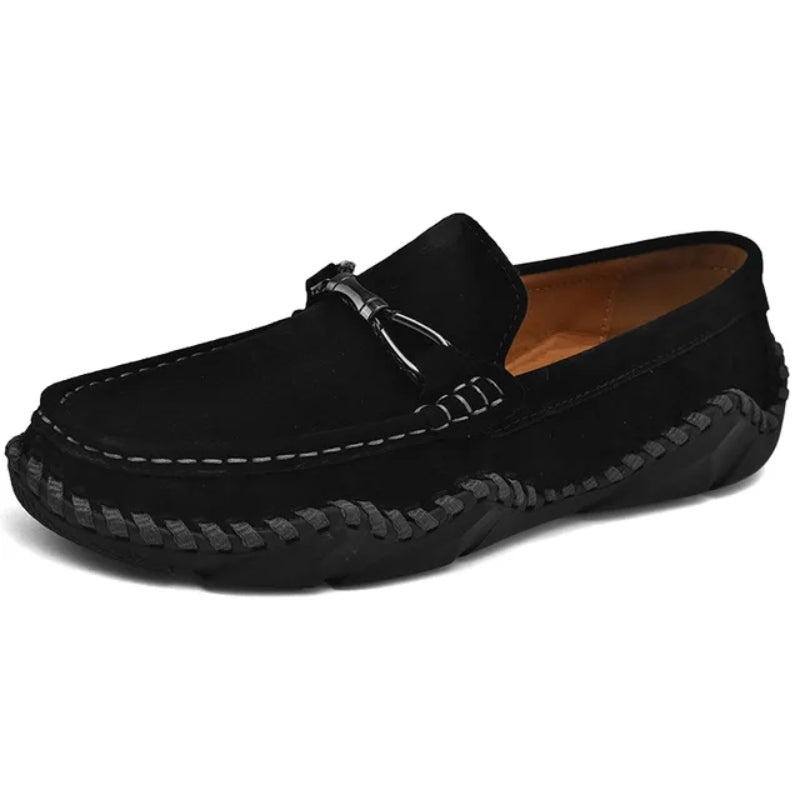 Dane | Suede Buckle Stitch Detail Driving Loafers