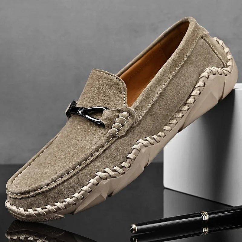 Dane | Suede Buckle Stitch Detail Driving Loafers