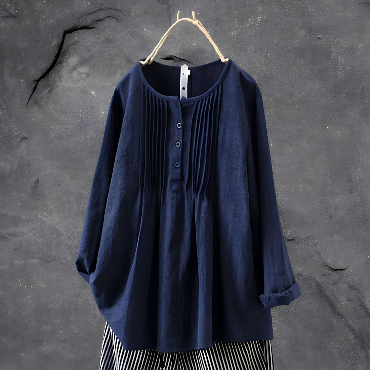 Mabel | Pleated Front Long Sleeve Tunic Blouse
