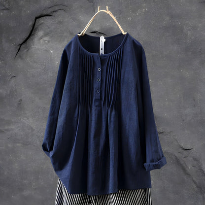 Mabel | Pleated Front Long Sleeve Tunic Blouse