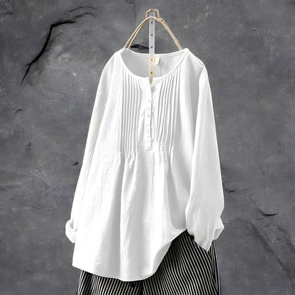 Mabel | Pleated Front Long Sleeve Tunic Blouse