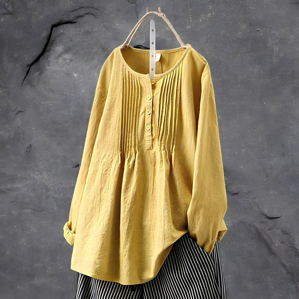 Mabel | Pleated Front Long Sleeve Tunic Blouse