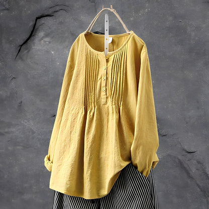 Mabel | Pleated Front Long Sleeve Tunic Blouse