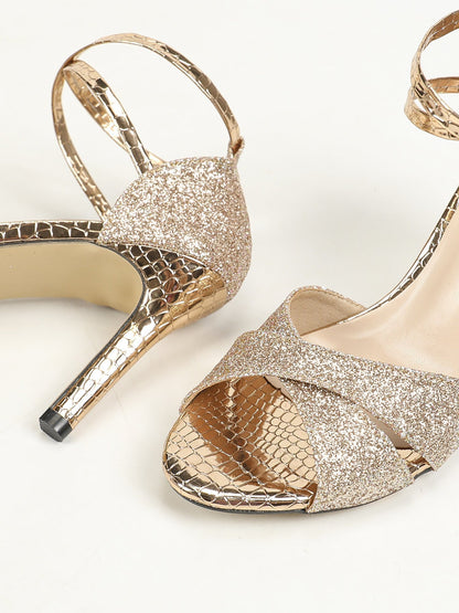 Sienna | Glitter Strappy High Heel Sandals with Ankle Strap