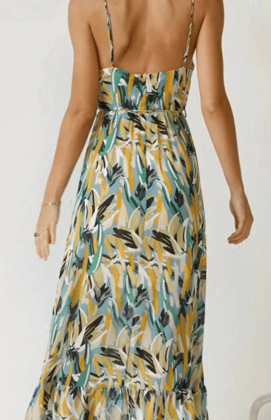 Alice | Boho Floral Spaghetti Strap Flowy Midi Summer Dress