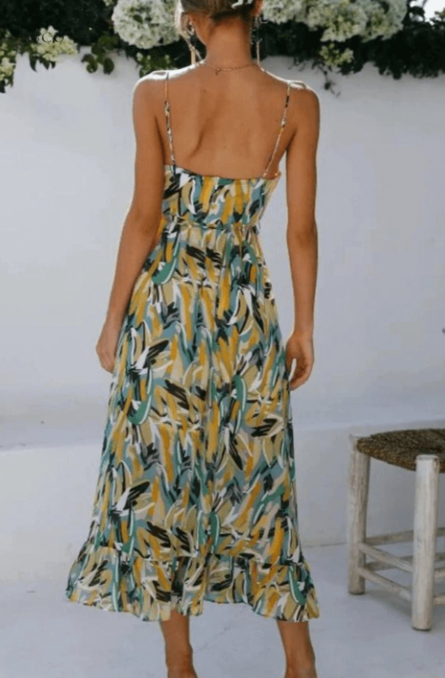 Alice | Boho Floral Spaghetti Strap Flowy Midi Summer Dress