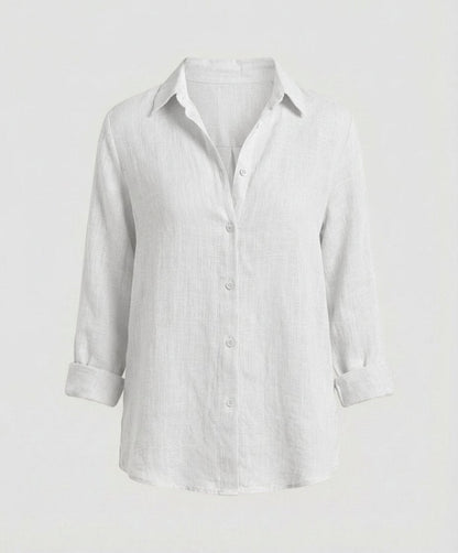 Rhea | Classic Collar Three Quarter Sleeve Linen Shirt