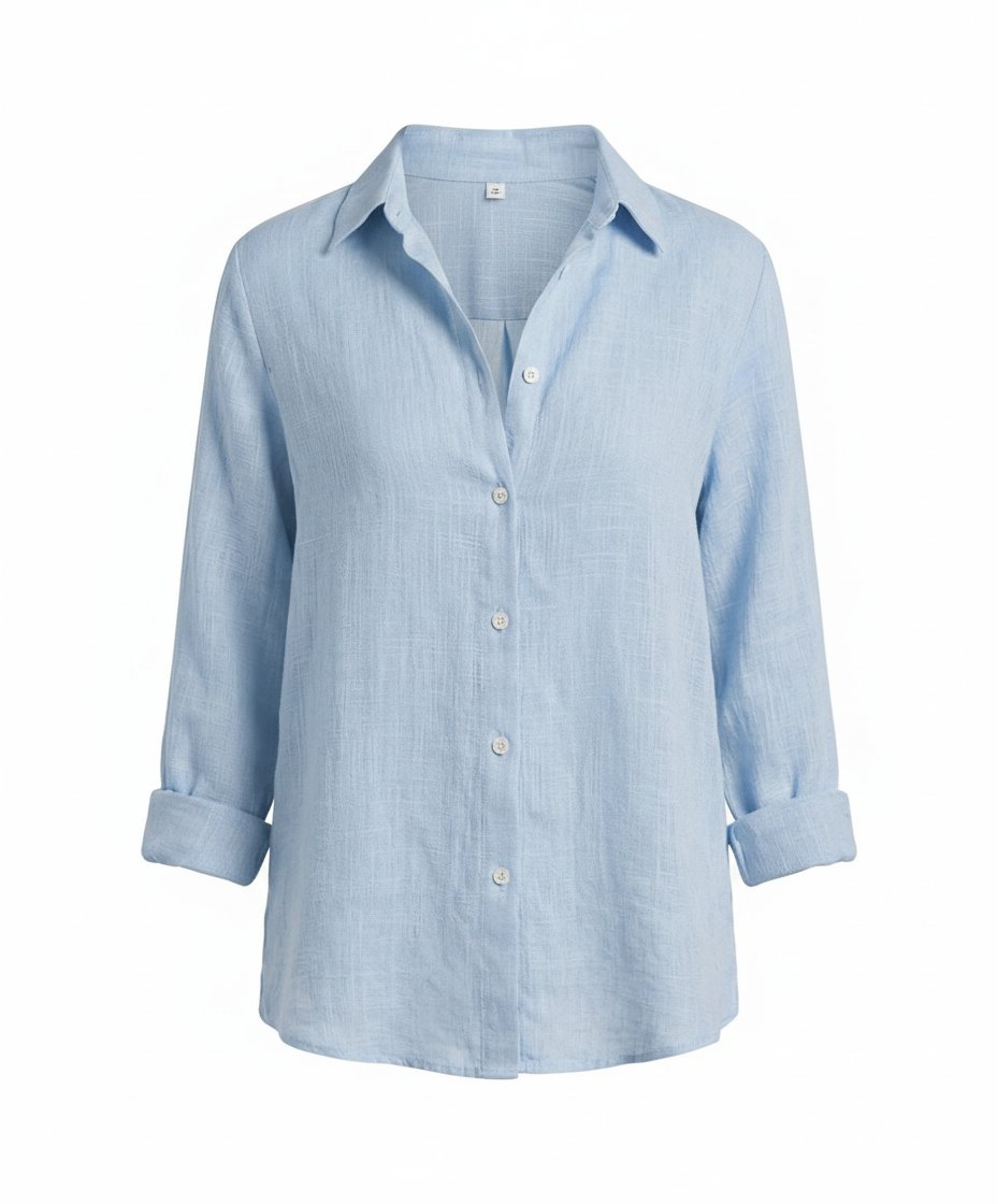 Rhea | Classic Collar Three Quarter Sleeve Linen Shirt