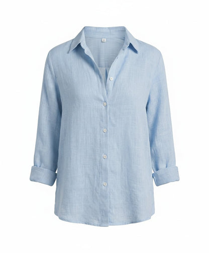 Rhea | Classic Collar Three Quarter Sleeve Linen Shirt