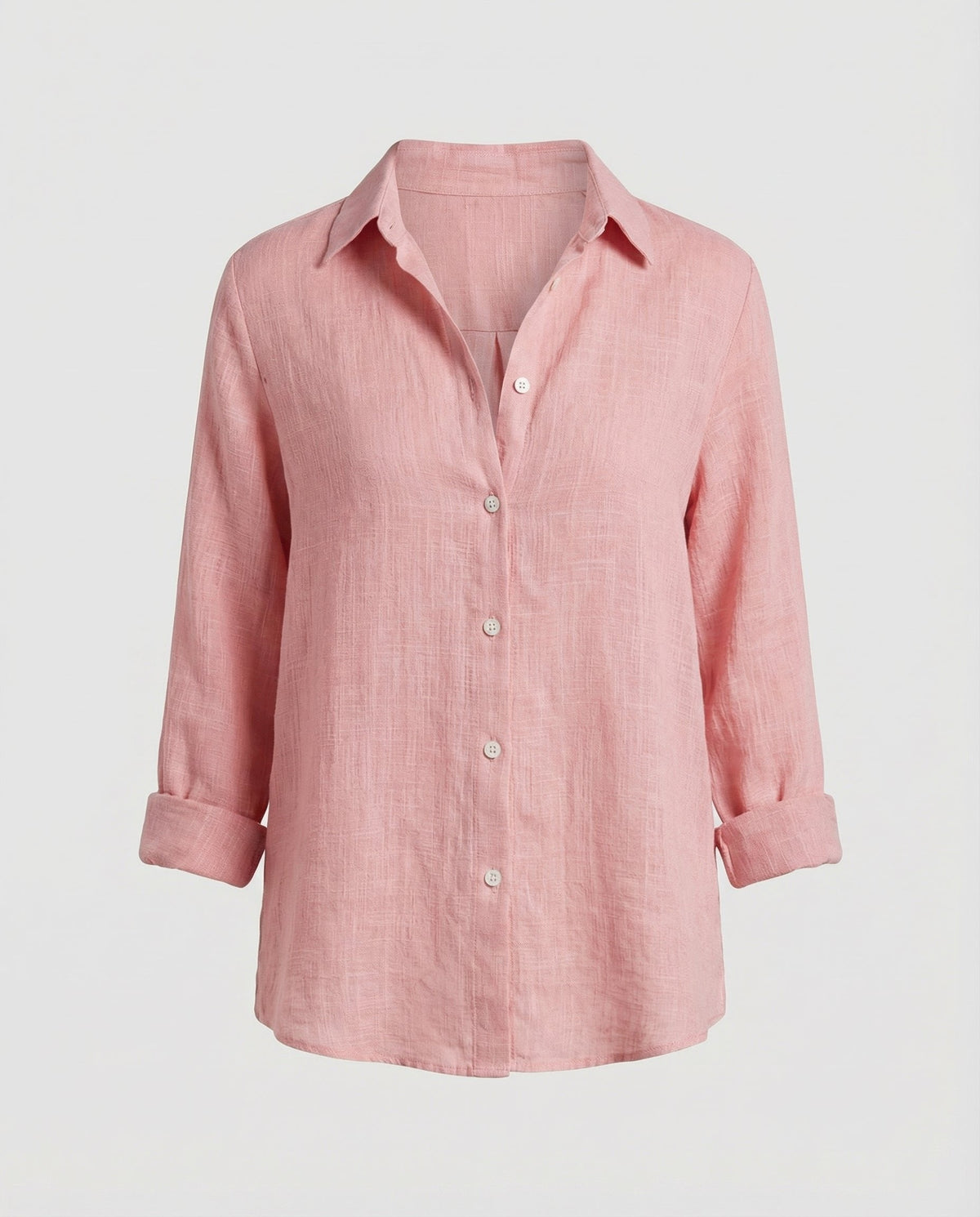 Rhea | Classic Collar Three Quarter Sleeve Linen Shirt