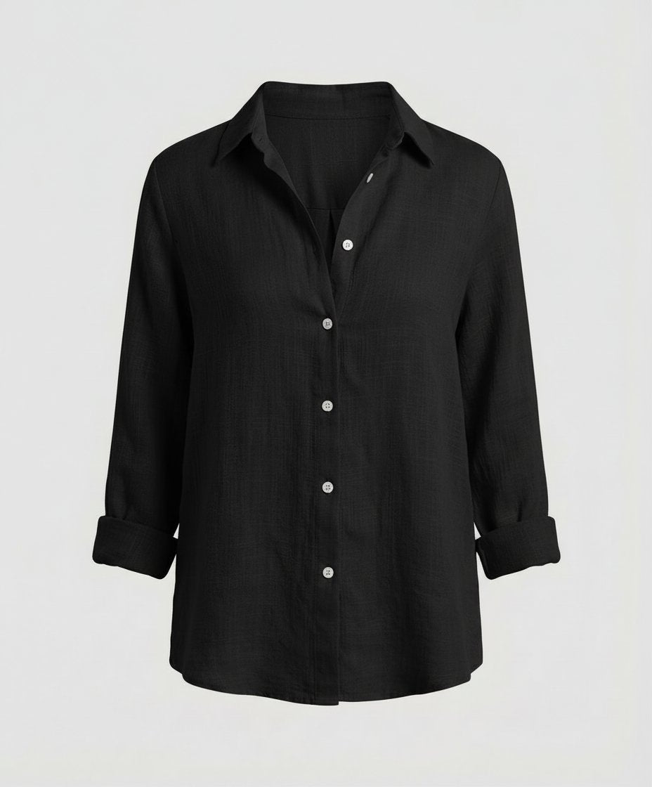 Rhea | Classic Collar Three Quarter Sleeve Linen Shirt