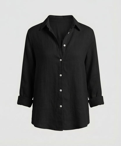 Rhea | Classic Collar Three Quarter Sleeve Linen Shirt