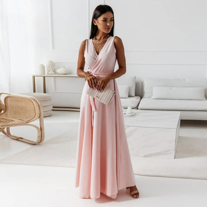 Odette | Sleeveless Wrap Flowing Maxi Wedding Guest Dress