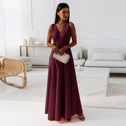 Odette | Sleeveless Wrap Flowing Maxi Wedding Guest Dress