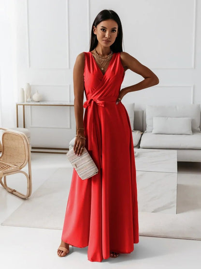 Odette | Sleeveless Wrap Flowing Maxi Wedding Guest Dress