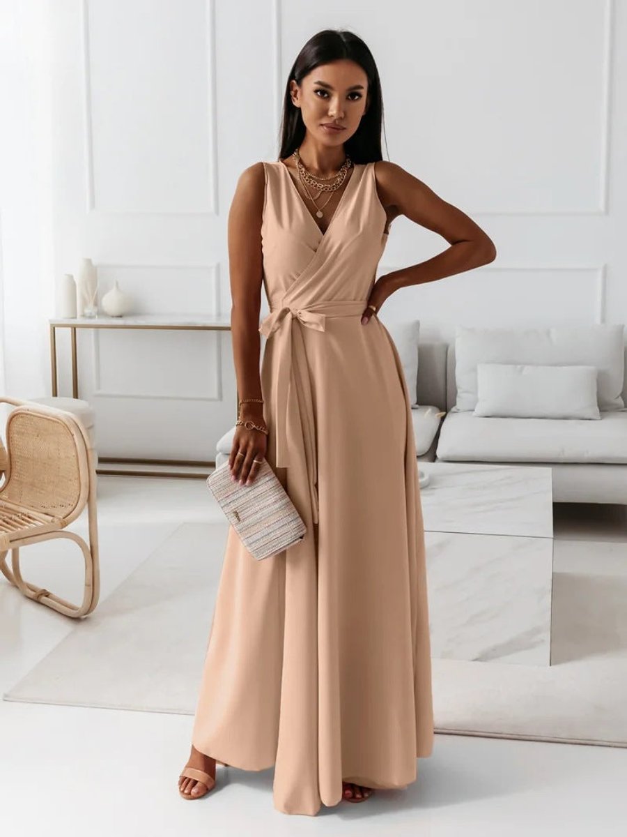 Odette | Sleeveless Wrap Flowing Maxi Wedding Guest Dress