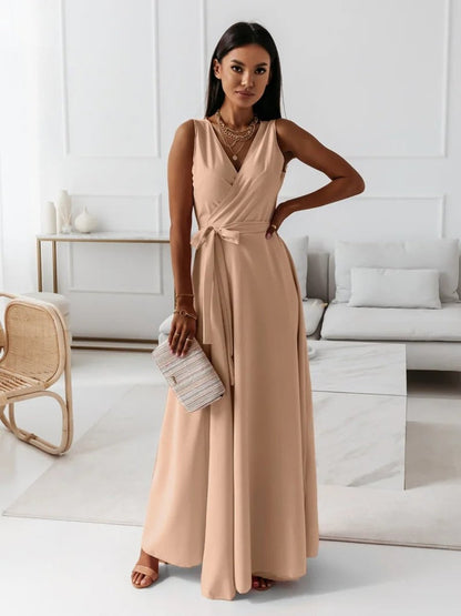 Odette | Sleeveless Wrap Flowing Maxi Wedding Guest Dress