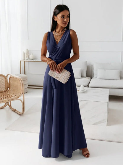 Odette | Sleeveless Wrap Flowing Maxi Wedding Guest Dress