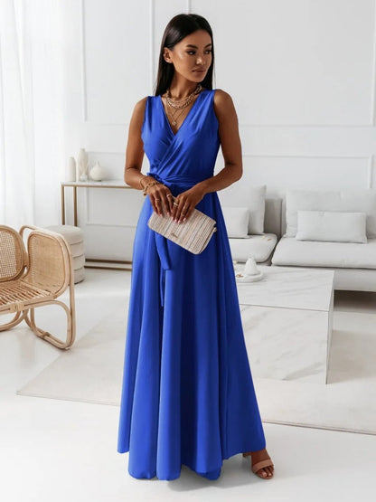 Odette | Sleeveless Wrap Flowing Maxi Wedding Guest Dress
