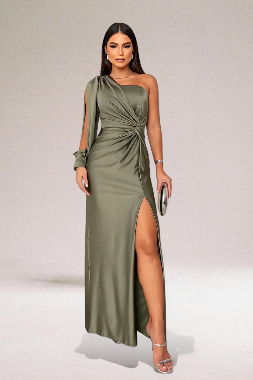 Freya | One Shoulder Maxi Evening Gown with Side Slit