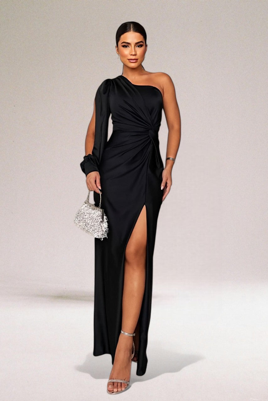 Freya | One Shoulder Maxi Evening Gown with Side Slit