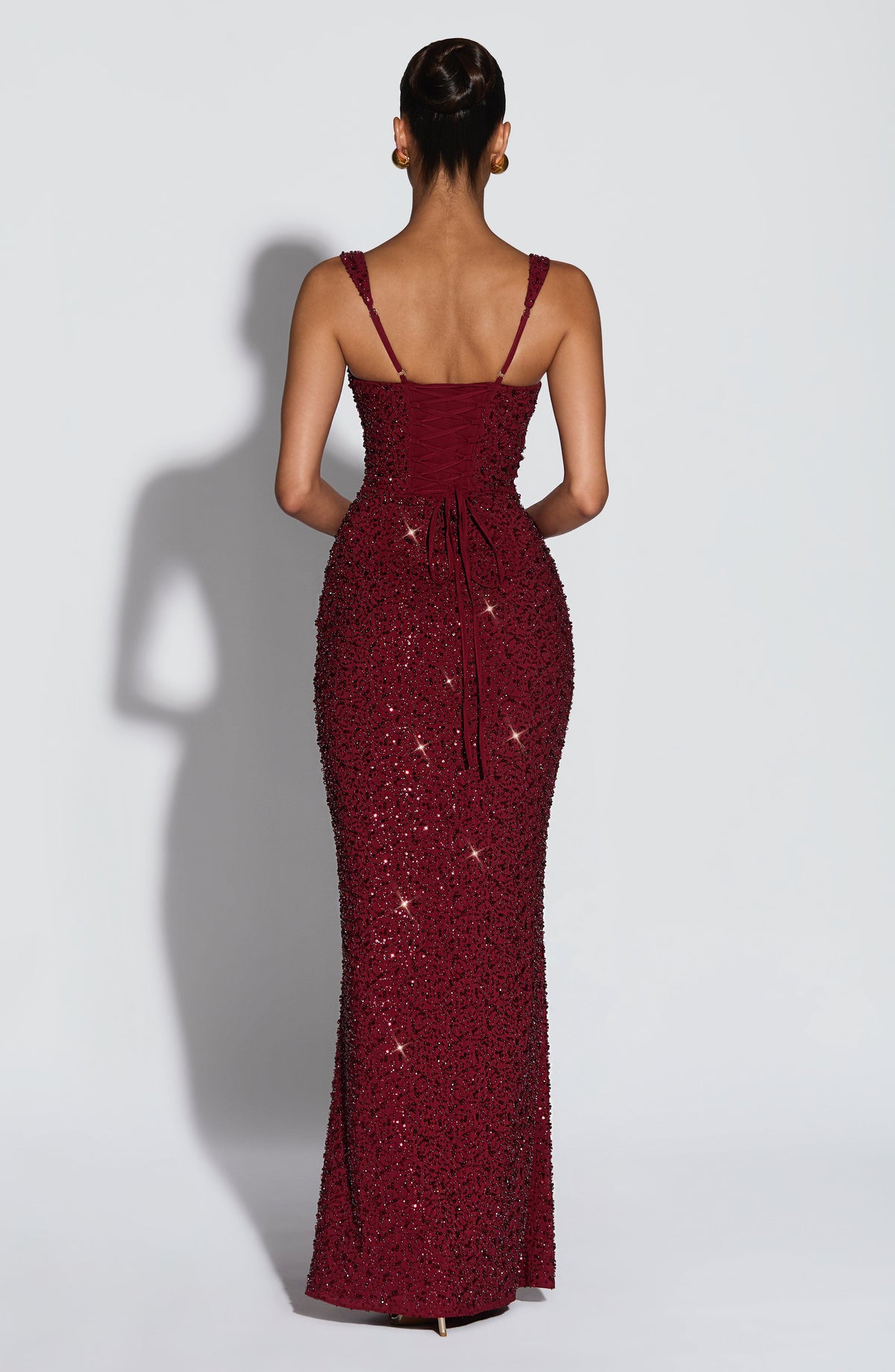 Millie | Burgundy Square Neck Maxi Formal Prom Dress