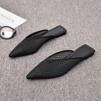Coco | Black Fishnet Pointed Toe Mules