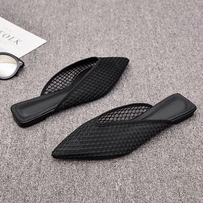 Coco | Black Fishnet Pointed Toe Mules