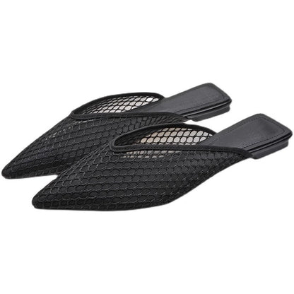 Coco | Black Fishnet Pointed Toe Mules