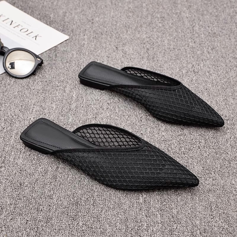 Coco | Black Fishnet Pointed Toe Mules